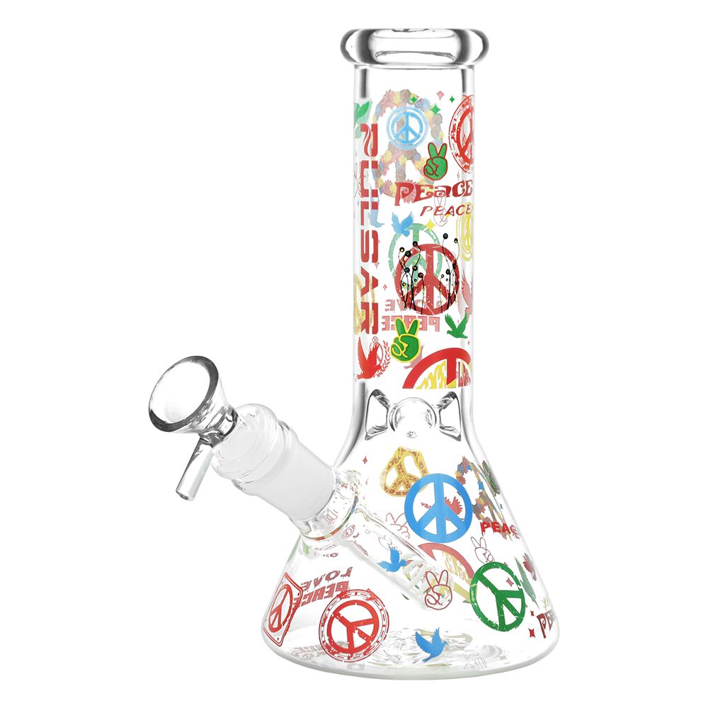 Pulsar World Peace Beaker Glass Water Pipe - 7.75